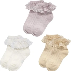 3 Pack Baby Girl Socks 6-12 Months Fancy Frilly Cute Toddler Ruffle Lace NEW NWT - Picture 1 of 7