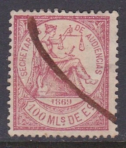 1869 - España - Fiscales - Derecho Judicial - 100 MLs de Escudo - Imagen 1 de 2