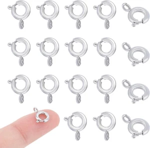 ✨about 40Pcs 8Mm Spring Ring Clasps Real Platinum Plated Necklace Bracelet Conne - Picture 1 of 6