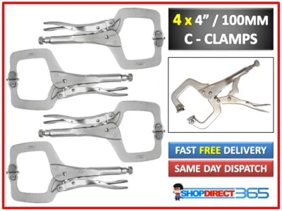 4 PIECE 4" MINI WELDING C CLAMPS MOLE VICE GRIP LOCKING PLIERS SHEET METAL NEW B - Image 1 of 3