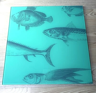 Magnetic Tempered Glass Writing Board Fish 40 X 40 cm Print Wall Art Decorative - Image 1 of 4