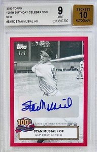 2020 Topps Stan Musial Auto Red #/6 100th Birthday Celebrations BGS 9/10 🔥