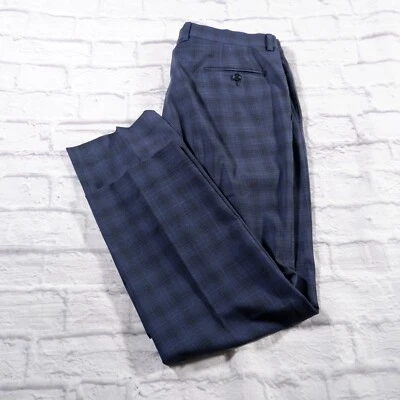 Pantalones para hombre Riviera Jack Victor azul a cuadros frente plano mezcla de lana 38x29 Foto 1 de 4
