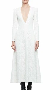 Abito Saint Laurent manica lunga scollo a V scollato bianco maxi taglia S NUOVO - Foto 1 di 10