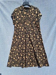 J Jill Wearever Collection Damen Kleid Gr. M schwarz & hellbraun Blumen V-Ausschnitt Taschen - Bild 1 von 8