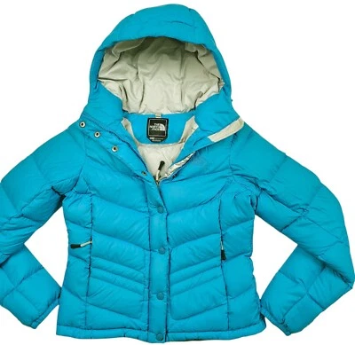 *HOT Women's THE NORTH FACE @ 700 SPORTS DOWN QUILTED HOOD PUFFER BLUE Jacket XS - Image 1 of 4