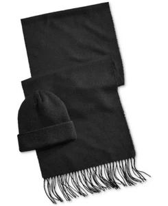 Club Room 2-Pc. Solid Scarf & Tipped Beanie Set, Black - Picture 1 of 1