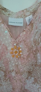 Alfred Dunner pink top blouse beaded embellished 16 Women's Lining - Picture 1 of 11