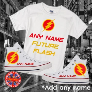 Inspired Future Flash Converse Kids All Star Hi Top & T-shirt Matching Set - Picture 1 of 1