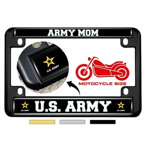 Motorcycle 4-hole Metal License Plate Frame - U.S. ARMY MOM with STAR LOGO - Picture 1 of 15
