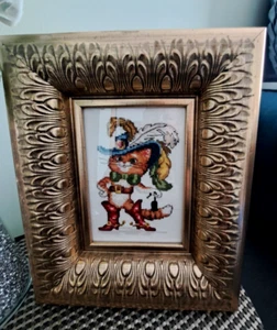 Finished Framed Cross Stitch Picture Lovely Puss in Boots Cat Kitten Gift - Picture 1 of 4