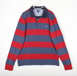 GANT Polo Shirt Mens XL Barstripe Heavy Rugger Rugby Colourblock Long Sleeved - Picture 1 of 8