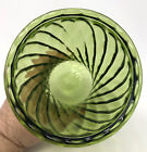 Vintage 1960s Green Twisted Glass Vase Wavy Edge