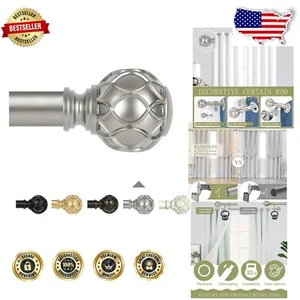 Netted Texture Adjustable Curtain Rods - 72 to 144 Inches, Antique Silver - Picture 1 of 11