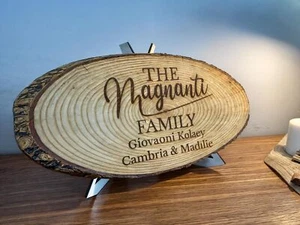 Personalized Rustic Wood Slice Family Name Sign, Custom Last Name Plaque - Picture 1 of 6