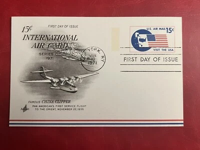 June 10 1971 FIRST DAY COVER 15 Cents US International AIRMAIL POSTCARD ArtCraft - Image 1 of 4