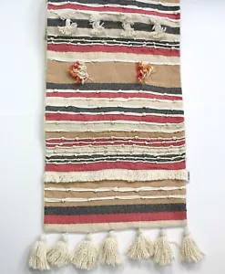 Pier 1 Imports Textured Woven Striped Tassels Table Runner 108" - Picture 1 of 6