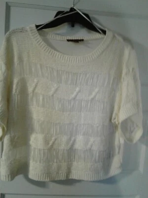  TAKEOUT  LADIES SHORT-SLEEVE SWEATER,CREAM  - Image 1 of 4