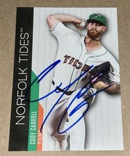 Cody Carroll SIGNED 2021 Norfolk Tides Team Set Card RC Auto Baltimore Orioles