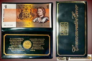 1984 Last $1 Note and First $1 Coin John West Commemorative Cover - Picture 1 of 1