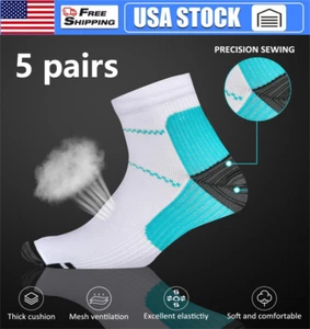 L/XL Compression Socks Arch Ankle Men Women Plantar Fasciitis Running Support 5X - Picture 1 of 13