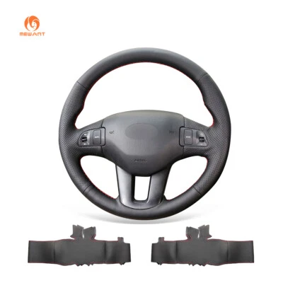 Cubierta de volante de cuero PU negro para Kia Sportage 2011-2016 Foto 1 de 4