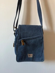 Troop London bag cross body satchel flap blue canvas womens unisex - Picture 1 of 8
