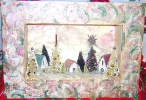 HOLIDAY WINTER WONDERLAND Landschaft WEIHNACHTEN WINTER Schattenkasten Häuser Bäume - Bild 1 von 2