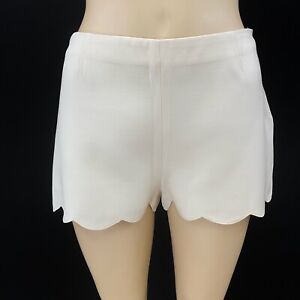 Valentino White Silk Scalloped Shorts Size S