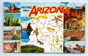 Arizona Grüße aus Multi-View Chrom Tourismus Postkarte um 1960 - Bild 1 von 2