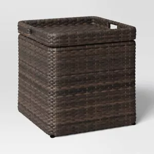 Wicker Storage Outdoor Patio Accent Table Brown - Room Essentials - Picture 1 of 6