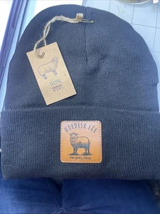 Berretto Nordisk Far 50% lana merino con etichetta anteriore in pelle "Tutto pecora" nuovo con etichetta - Foto 1 di 5