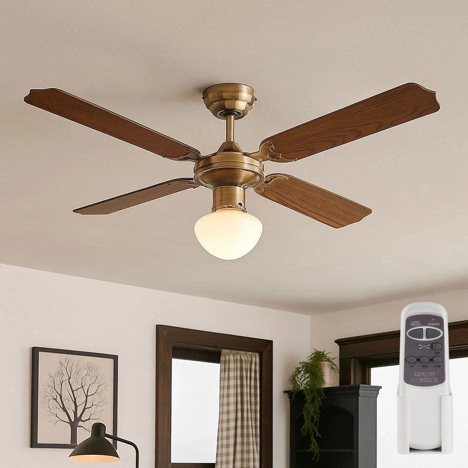 Ventilatore da Soffitto Plafoniera LED 3 Livelli Destra Linkslauf Telecomando - Immagine 1 di 4