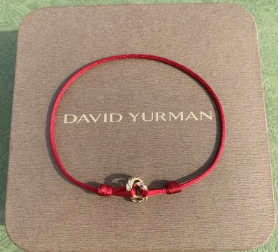 Brazalete David Yurman Oro Amarillo 18K Esculpido Cable Rojo Enlace Cordón Foto 1 de 4