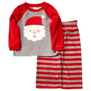 Infant Boys Red & Gray Stripe Santa Christmas Sleepwear Pajama Set 18M - Picture 1 of 2