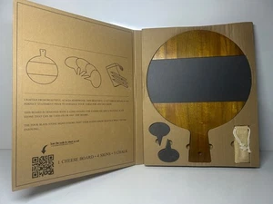 Acacia Wood Cheese Board Set Slate Surface Stone Signs Chalk Pieces Charmont NWB - Picture 1 of 10