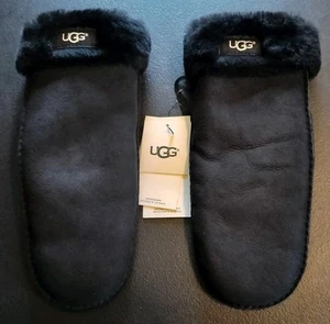 UGG schwarze Lammfell Fell gefütterte Fäustlinge Damen L/XL neu mit Etikett Handschuhe wasserabweisend - Bild 1 von 6