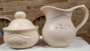 Vintage 1980's  Pfaltzgraff Sugar Bowl w/lid and Creamer set "Remembrance" - Picture 1 of 10