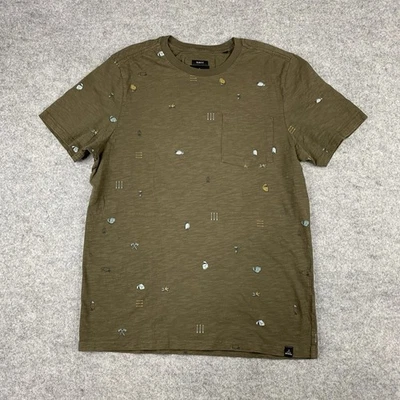 Prana Mens Shirt Size Medium Green Camping Print Slim Fit Organic Cotton - Image 1 of 4
