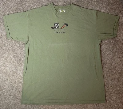Life Is Crap Humorous Funny Ice Cream Carrot T-Shirt Green Men's Size XXL 2XL - Image 1 of 4