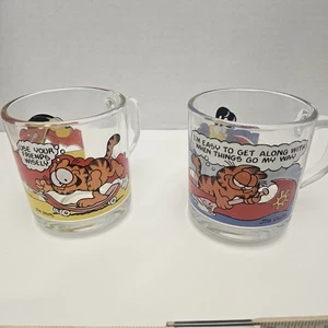 Vintage Garfield McDonalds Glas Tassen 1978 2er Set Odie. Jim Davis - Bild 1 von 5