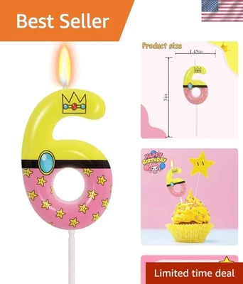 Decoración de pastel de sexto cumpleaños amarillo rosa ecológico - decoración de celebración memorable Foto 1 de 4