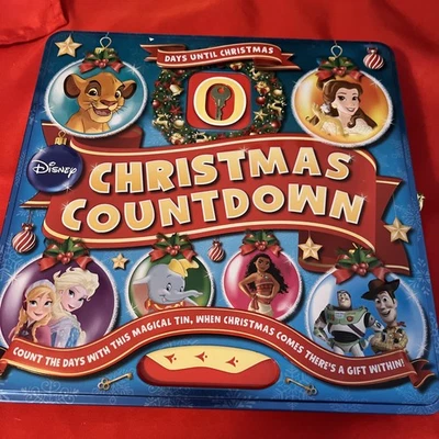Disney Christmas Countdown Tin and Book Collectible 7Days Complete Not Used - Image 1 of 4