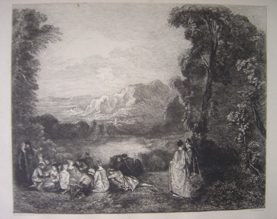 Gravure de L' île enchantée d' Antoine WATTEAU Gravé par Lebas et Greux - Photo 1/1