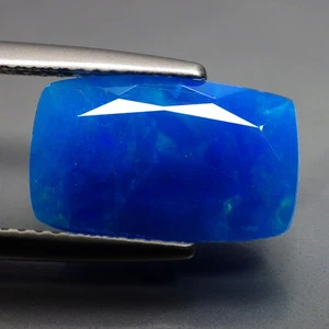 2.90 Cts SEDUCTIVE CUSHION FACETTED (13 x 8 mm) NATURAL FIRE BLUE OPAL GEMSTONE - Picture 1 of 7