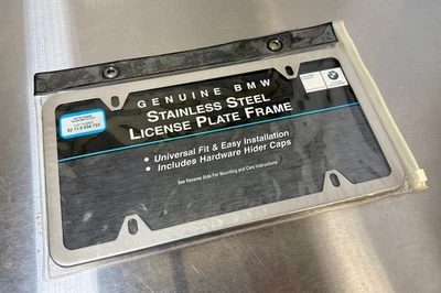 BMW License Plate Frame Slimline Satin OE NOS NLA E30 E36 E46 M3 M5 82110034722 - Image 1 of 4