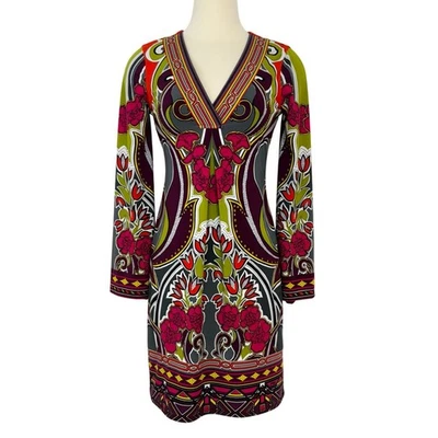 Mini Vestido Hale Bob Lotus Elástico Jersey Cambio Mangas Largas Campana Retro Floral XS Foto 1 de 4