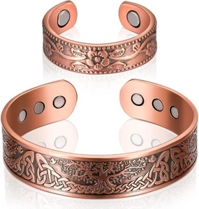 2 Stück Magnetisches Kupfer Armband und Ring Set Kupfer Magnetarmband und - Bild 1 von 7