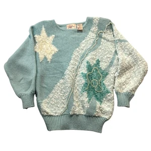 Suéter Jaclyn Smith Vintage Aqua Mujer Pequeño Adornado Perlas Pullover S - Imagen 1 de 6