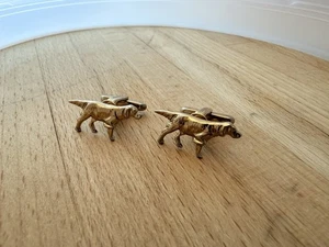 Vintage HICKOK GOLD Hunting Dog Pointer Cufflinks - Picture 1 of 2